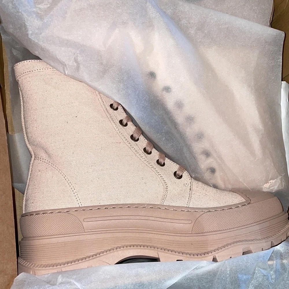 Free People Camp Out Canvas Lace-Up Boots in Natural - Picture 5 of 15